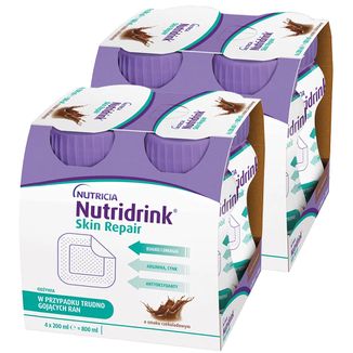 Zestaw Nutridrink Skin Repair, preparat odżywczy, smak czekoladowy, 8 x 200 ml - zdjęcie produktu