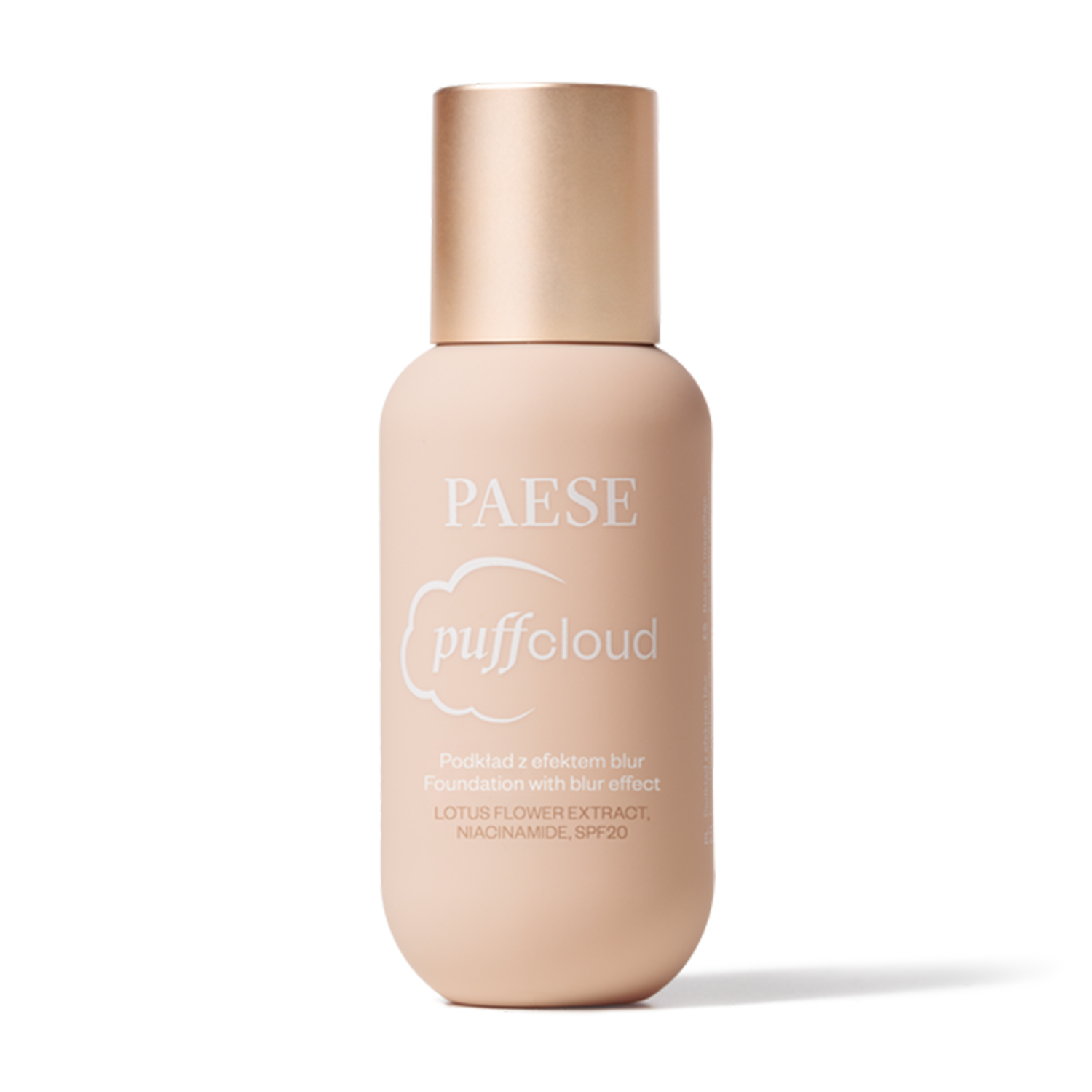 Paese Paese Puff Cloud 03 Sand Beige, satynowy podkład do twarzy z efektem blur, SPF 20, 37 ml — Składniki i ocena