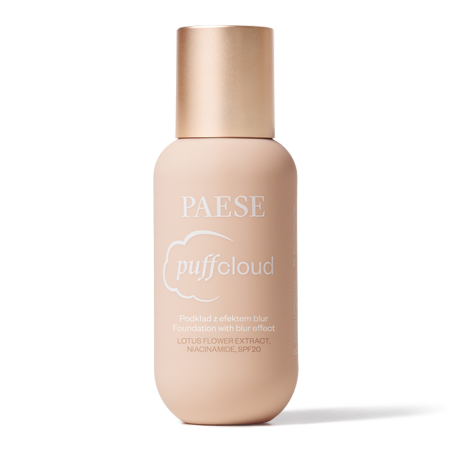 Paese Paese Puff Cloud 04 Shell Beige, satynowy podkład do twarzy z efektem blur, SPF 20, 37 ml — Składniki i ocena