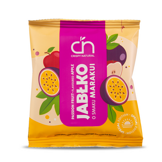 Crispy Natural, suszone chipsy z jabłka o smaku marakui, 18 g - zdjęcie produktu