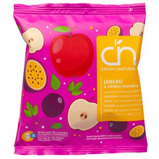 Crispy Natural, suszone chipsy z jabłka o smaku marakui, 18 g Crispy Natural, suszone chipsy z jabłka o smaku marakui, 18 g - zdjęcie produktu