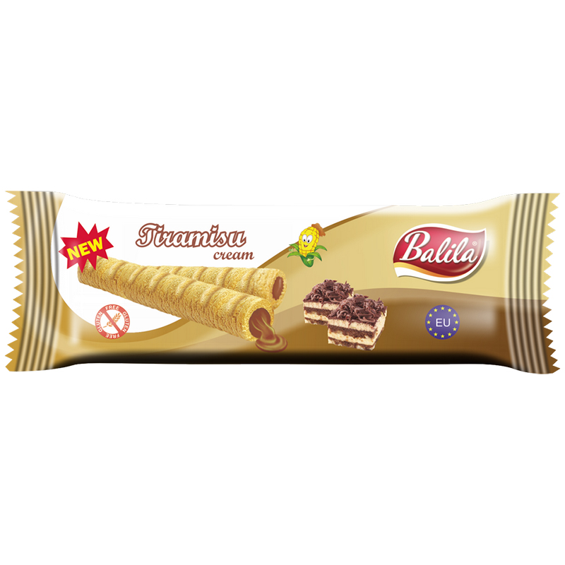 Nieznana Balila, rurki kukurydziane z kremem o smaku tiramisu, bezglutenowe, 18 g