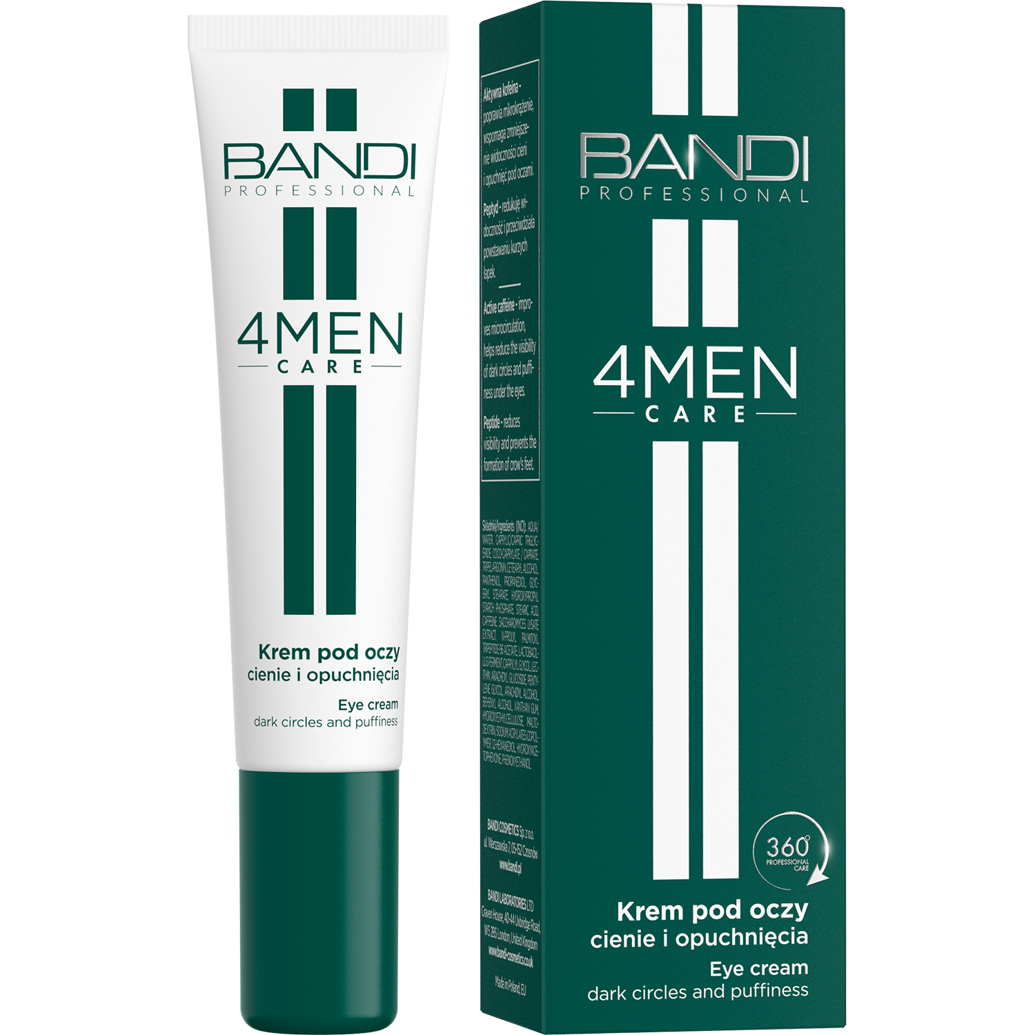Nieznana Bandi 4Men Care, krem pod oczy, cienie i opuchnięcia, dla mężczyzn, 14 ml
