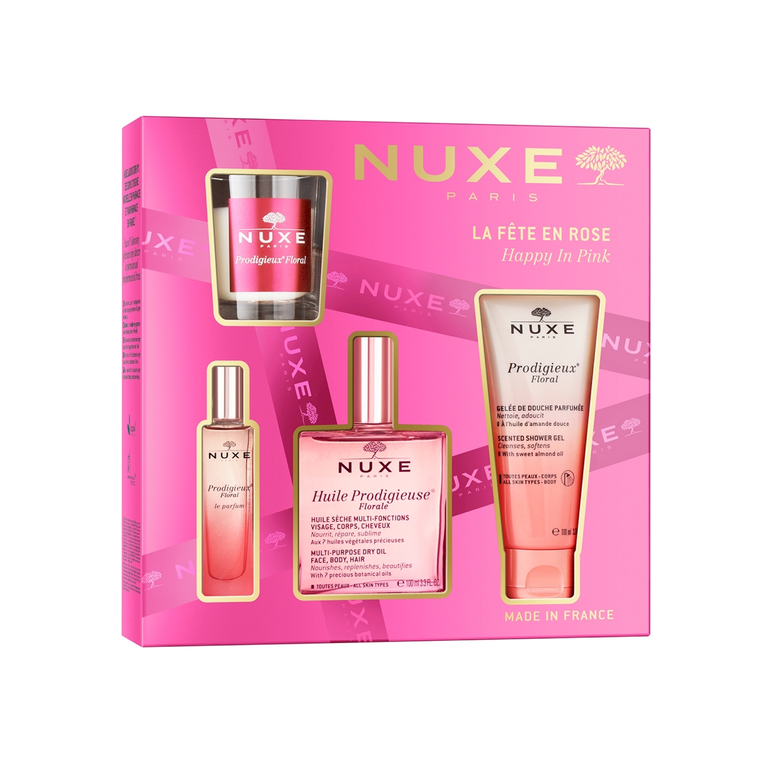 Nieznana Zestaw Nuxe Prodigieuse Florale, suchy olejek, 50 ml + żel pod prysznic, 100 ml + perfumy, 15 ml + świeca zapachowa, 70 g