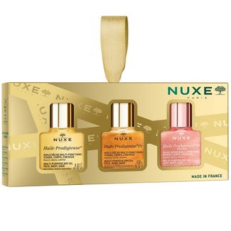 Zestaw Nuxe Huile Prodigieuse, 3 mini suche olejki do pielęgnacji twarzy, ciała i włosów, 3 x 10 ml Zestaw Nuxe Huile Prodigieuse, 3 mini suche olejki do pielęgnacji twarzy, ciała i włosów, 3 x 10 ml - zdjęcie produktu
