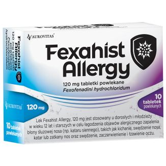 Fexahist Allergy 120 mg, 10 tabletek powlekanych Fexahist Allergy 120 mg, 10 tabletek powlekanych - zdjęcie produktu