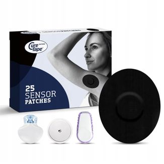 CureTape Sensor Patches, plastry na sensor CGM do monitorowania glukozy, czarne, 25 sztuk - zdjęcie produktu