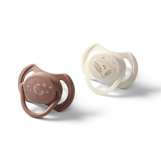 BabyOno, smoczek uspokajający, symetryczny, silikonowy, beżowy/brązowy, od 18 miesiąca, 2 sztuki - zdjęcie produktu