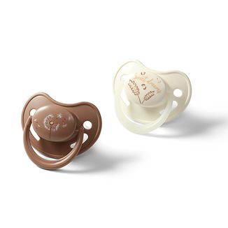 BabyOno, smoczek uspokajający, anatomiczny, silikonowy, beżowy/brązowy, od 18 miesiąca, 2 sztuki - zdjęcie produktu