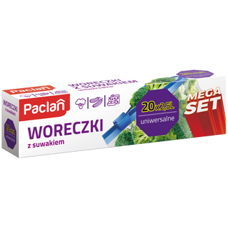 Paclan, woreczki z suwakiem, 2,5 l x 20 sztuk USZKODZONE OPAKOWANIE - zdjęcie produktu