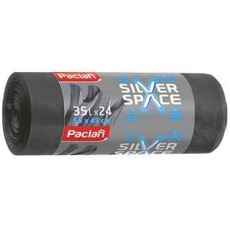 Paclan Silver Space, worki z uszami, srebrne, 35 l x 24 sztuki USZKODZONE OPAKOWANIE Paclan Silver Space, worki z uszami, srebrne, 35 l x 24 sztuki USZKODZONE OPAKOWANIE - zdjęcie produktu