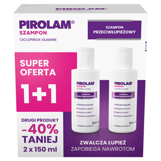 Zestaw Pirolam, szampon przeciwłupieżowy, 2 x 150 ml USZKODZONE OPAKOWANIE Zestaw Pirolam, szampon przeciwłupieżowy, 2 x 150 ml USZKODZONE OPAKOWANIE - zdjęcie produktu
