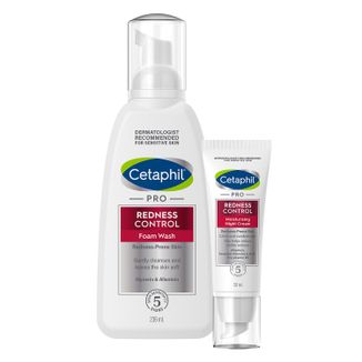 Zestaw Cetaphil Pro Redness Control, krem nawilżający na noc, skóra wrażliwa, 50 ml + pianka do mycia twarzy, skóra wrażliwa, 236 ml - zdjęcie produktu