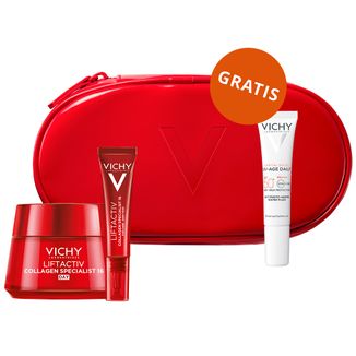 Zestaw Vichy Liftactiv Collagen Specialist, krem przeciwzmarszczkowy, każdy rodzaj skóry, 50 ml + krem pod oczy, 15 ml + lekki fluid SPF 50+, 15 ml + kosmetyczka gratis - zdjęcie produktu