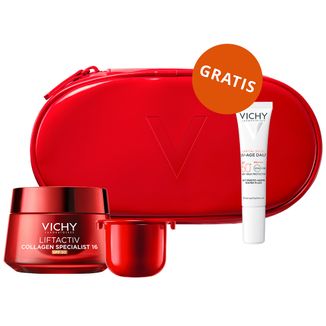 Zestaw Vichy Liftactiv Collagen Specialist 16, krem do twarzy na dzień, SPF 50, 50 ml + krem do twarzy, zapas, 50 ml + lekki fluid SPF 50+, 15 ml + kosmetyczka gratis - zdjęcie produktu