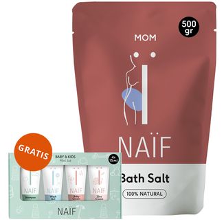 Naif Mom, sól magnezowa do kąpieli dla kobiet w ciąży i mam, 500 g + zestaw mini Naif Baby&Kids, 4 x 15 ml gratis - zdjęcie produktu