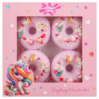 Chlapu Chlap, zestaw fizzerów do kapieli, unicorn, pianka malinowa, od 3 lat, 4 x 60 g - zdjęcie produktu