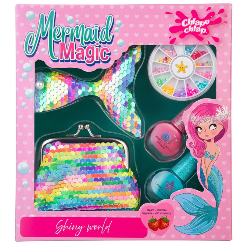 Chlapu chlap Chlapu Chlap Mermaid Magic, zestaw prezentowy z portmonetką i spinką do włosów, od 5 lat — Składniki i ocena