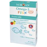 Norsan Omega-3 Fisk Jelly, żelki, smak cytrynowo-truskawkowy, bez dodatku cukru, 45 sztuk - miniaturka zdjęcia produktu