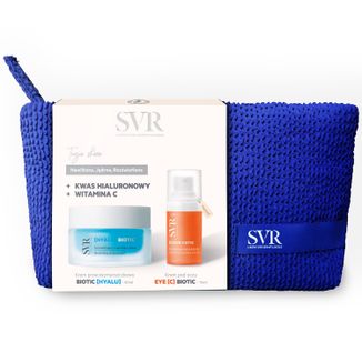 Zestaw SVR Hyalu Biotic żel nawilżający z kwasem hialuronowym, 50 ml + C Eye Biotic, krem pod oczy z witaminą C, 15 ml + kosmetyczka w prezencie - zdjęcie produktu