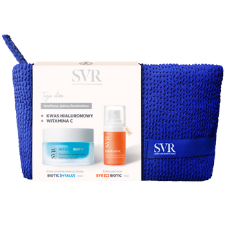 Zestaw SVR, Hyalu Biotic, żel nawilżający z kwasem hialuronowym, 50 ml + C Eye Biotic, krem pod oczy z witaminą C, 15 ml + kosmetyczka w prezencie Zestaw SVR, Hyalu Biotic, żel nawilżający z kwasem hialuronowym, 50 ml + C Eye Biotic, krem pod oczy z witaminą C, 15 ml + kosmetyczka w prezencie - zdjęcie produktu