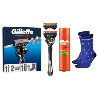 Zestaw Gillette ProGlide FlexBall, maszynka, 1 sztuka + ostrza, 2 sztuki + żel do golenia, 200 ml + skarpetki Zestaw Gillette ProGlide FlexBall, maszynka, 1 sztuka + ostrza, 2 sztuki + żel do golenia, 200 ml + skarpetki - zdjęcie produktu