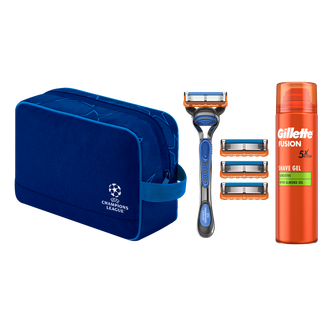 Zestaw Gillette Fusion 5, maszynka, 1 sztuka + ostrze, 1 sztuka + żel do golenia, 200 ml + kosmetyczka Zestaw Gillette Fusion 5, maszynka, 1 sztuka + ostrze, 1 sztuka + żel do golenia, 200 ml + kosmetyczka - zdjęcie produktu