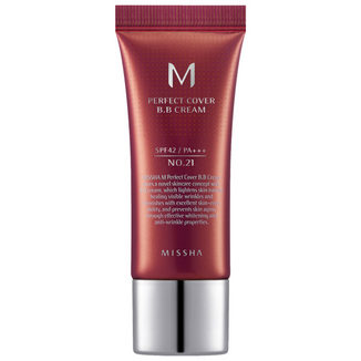 Missha M Perfect Cover, krem BB, SPF 42, no 21 Light Beige, 20 ml - zdjęcie produktu
