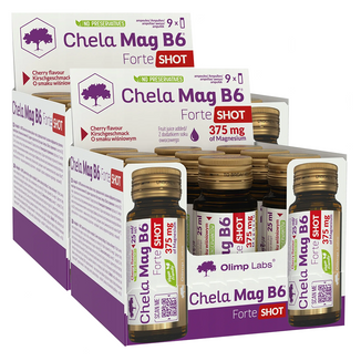 Zestaw Olimp Chela-Mag B6 Forte Shot, ampułki, smak wiśniowy, 18 x 25 ml - zdjęcie produktu