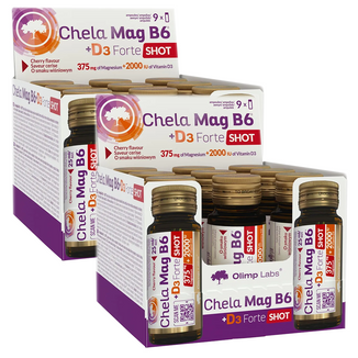 Zestaw Olimp Chela-Mag B6 + D3 Forte Shot, ampułki, smak wiśniowy, 18 x 25 ml - zdjęcie produktu