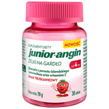 Junior-angin, żelki na gardło, od 4 lat, smak truskawkowy, 30 sztuk - miniaturka zdjęcia produktu