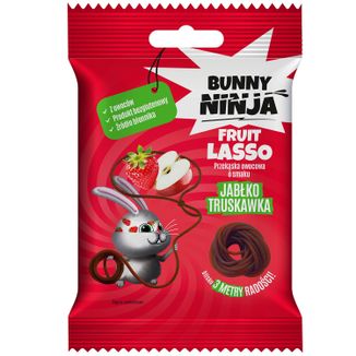 Bunny Ninja Fruit Lasso, przekąska owocowa, smak jabłko-truskawka, 20 g Bunny Ninja Fruit Lasso, przekąska owocowa, smak jabłko-truskawka, 20 g - zdjęcie produktu