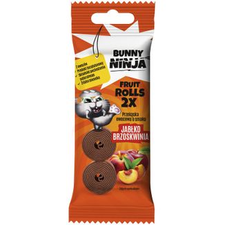 Bunny Ninja Fruit Double Roll, przekąska owocowa, smak jabłko-brzoskwinia, 30 g KRÓTKA DATA - zdjęcie produktu
