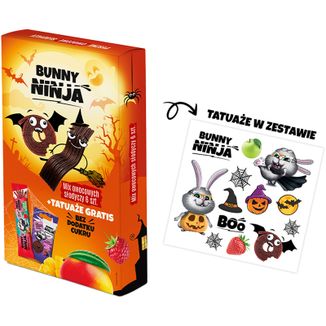 Bunny Ninja Halloween, owocowe słodycze, mix, 93 g + tatuaże gratis Bunny Ninja Halloween, owocowe słodycze, mix, 93 g + tatuaże gratis - zdjęcie produktu