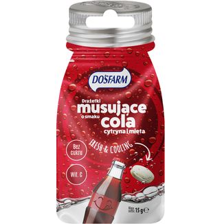 Dosfarm Drażetki odświeżające z witaminą C, smak cola, cytryna i mięta, 15 g - zdjęcie produktu