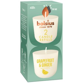 Bolsius Clean Light Grapefruit & Ginger, wkład zapachowy do świecy, 20 h, 2 sztuki - zdjęcie produktu