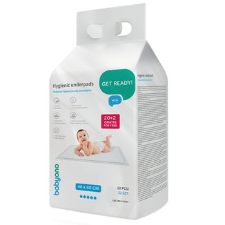 BabyOno, podkłady higieniczne do przewijania, 40 cm x 60 cm, 20 sztuk + 2 sztuki gratis - zdjęcie produktu