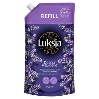 Luksja Aroma Senses, pielęgnujące mydło w płynie o zapachu lawendy, Deply Ralaxing, zapas, 900 ml - zdjęcie produktu