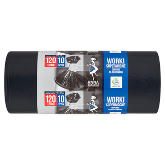 Anna Zaradna, worki na śmieci, supermocne, czarne, 120 l, 10 sztuk - zdjęcie produktu