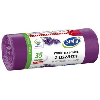 Stella, worki na śmieci z uszami o zapachu lawendy, fioletowe, 35 l, 24 sztuki - zdjęcie produktu
