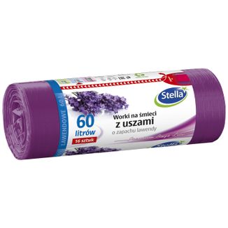 Stella, worki na śmieci z uszami o zapachu lawendy, fioletowe, 60 l, 16 sztuk - zdjęcie produktu