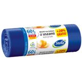 Stella, worki na śmieci z uszami, wytrzymałe, granatowe, 60 l, 20 sztuk + 4 sztuki gratis - miniaturka zdjęcia produktu