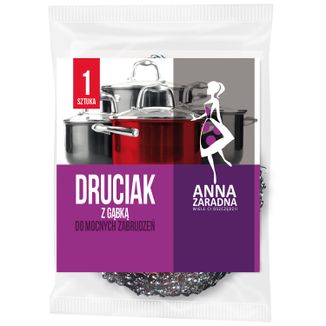 Anna Zaradna, druciak z gąbką do mocnych zabrudzeń, 1 sztuka - zdjęcie produktu