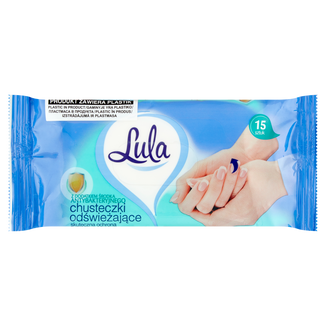 Lula, odświeżające chusteczki nawilżane, antybakteryjne, 15 sztuk - zdjęcie produktu