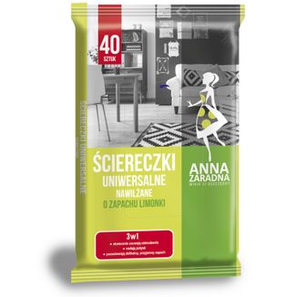 Anna Zaradna, ściereczki uniwersalne, nawilżane, o zapachu limonki, 18 x 22 cm, 40 sztuk Anna Zaradna, ściereczki uniwersalne, nawilżane, o zapachu limonki, 18 x 22 cm, 40 sztuk - zdjęcie produktu