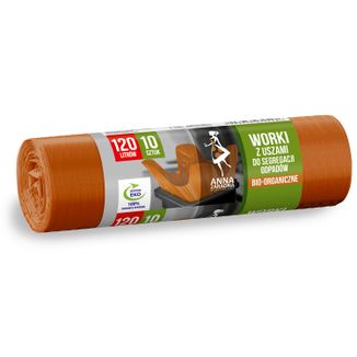 Anna Zaradna, worki do segregacji, BIO, z uszami, brązowe, 120 l, 10 sztuk - zdjęcie produktu