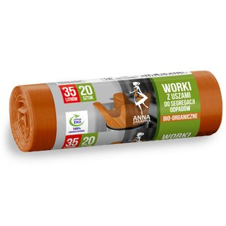 Anna Zaradna, worki do segregacji, BIO, z uszami, brązowe, 35 l, 20 sztuk Anna Zaradna, worki do segregacji, BIO, z uszami, brązowe, 35 l, 20 sztuk - zdjęcie produktu