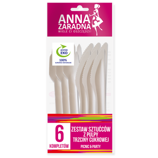 Anna Zaradna, zestaw sztućców z trzciny cukrowej, 6 kompletów - zdjęcie produktu