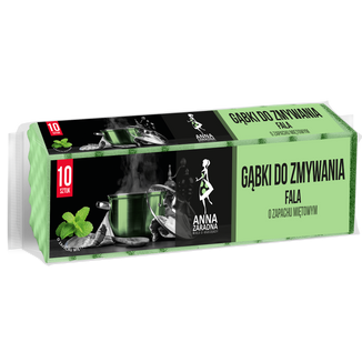 Anna Zaradna, gabki do zmywania, fala, zapach miętowy, 10 sztuk - zdjęcie produktu