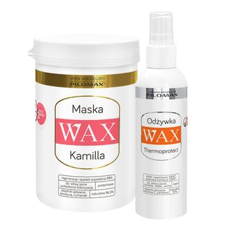 Zestaw WAX Pilomax, Colour Care, Kamilla, maska regenerująca do włosów farbowanych jasnych, 480 ml + odżywka termoochronna do włosów jasnych, 200 ml - zdjęcie produktu